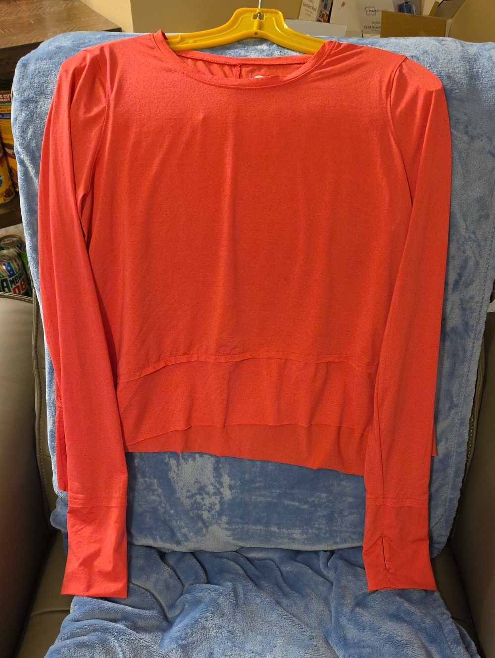 SO Coral Long-Sleeve Layered-Hem Tee